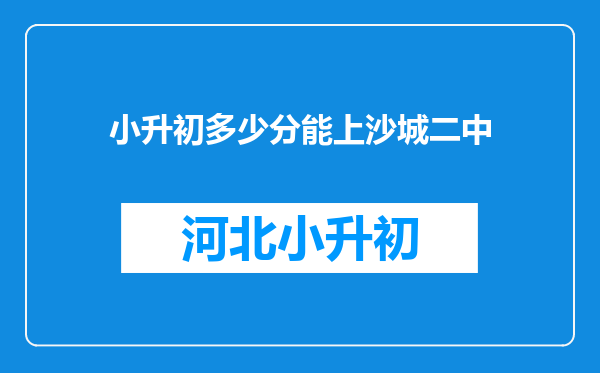 小升初多少分能上沙城二中