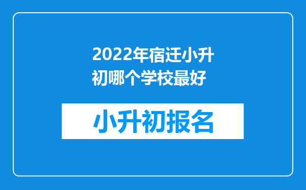 2022年宿迁小升初哪个学校最好