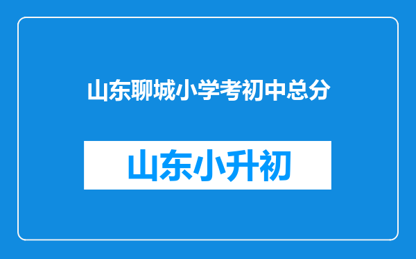 山东聊城小学考初中总分