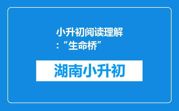 小升初阅读理解:“生命桥”