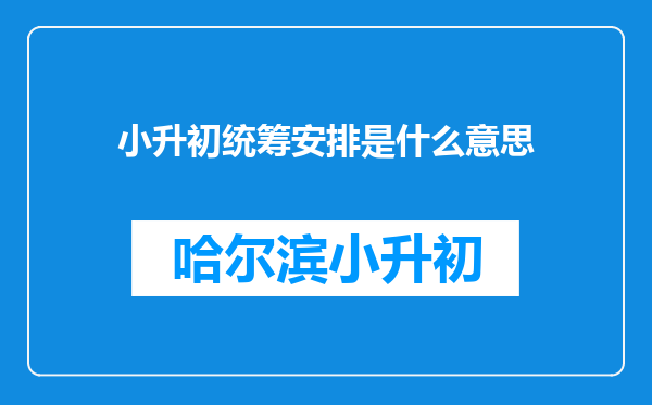 小升初统筹安排是什么意思