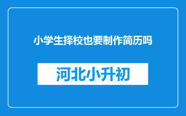 小学生择校也要制作简历吗