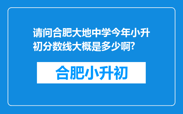 请问合肥大地中学今年小升初分数线大概是多少啊?