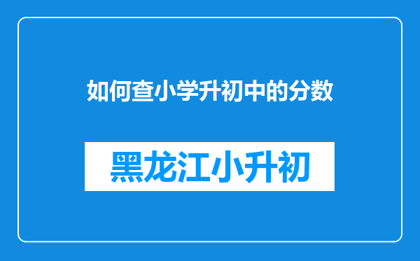 如何查小学升初中的分数