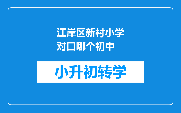 江岸区新村小学对口哪个初中