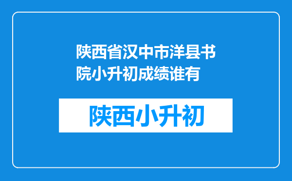 陕西省汉中市洋县书院小升初成绩谁有