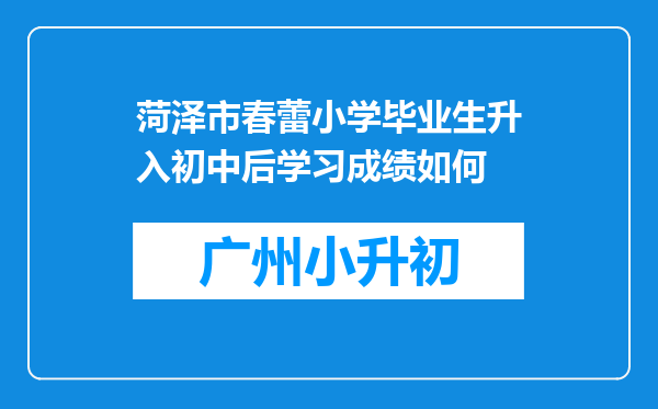 菏泽市春蕾小学毕业生升入初中后学习成绩如何