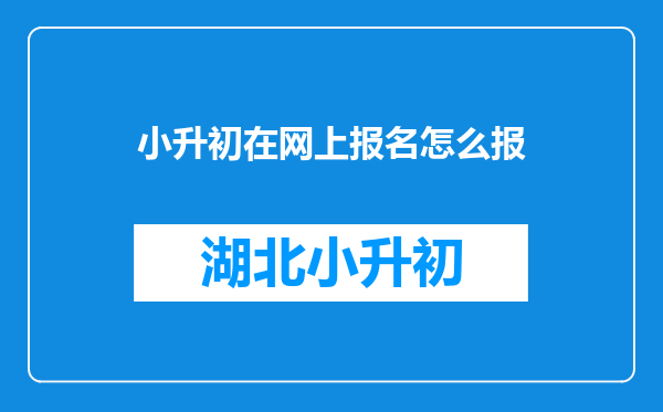 小升初在网上报名怎么报