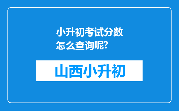 小升初考试分数怎么查询呢?