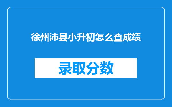 徐州沛县小升初怎么查成绩