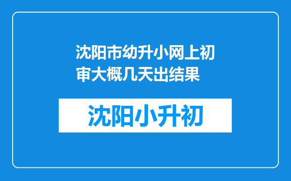 沈阳市幼升小网上初审大概几天出结果