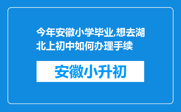 今年安徽小学毕业,想去湖北上初中如何办理手续