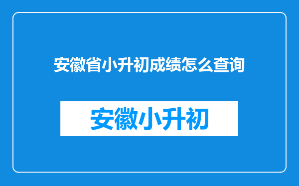 安徽省小升初成绩怎么查询