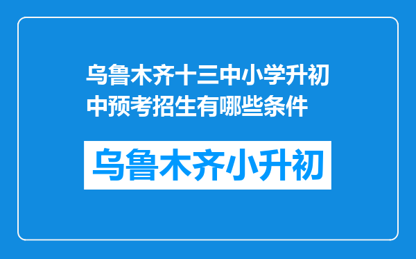 乌鲁木齐十三中小学升初中预考招生有哪些条件