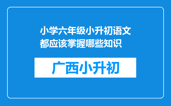 小学六年级小升初语文都应该掌握哪些知识