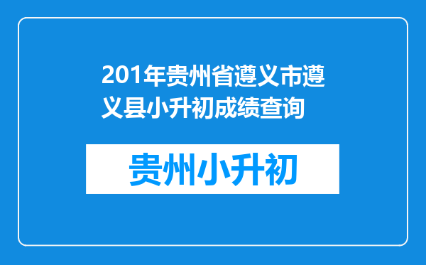 201年贵州省遵义市遵义县小升初成绩查询