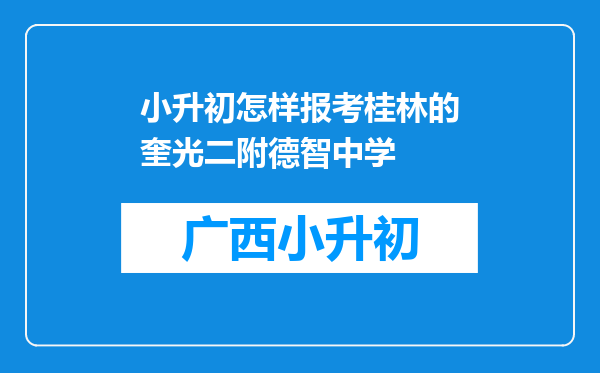 小升初怎样报考桂林的奎光二附德智中学