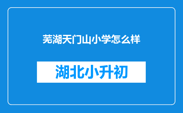 芜湖天门山小学怎么样