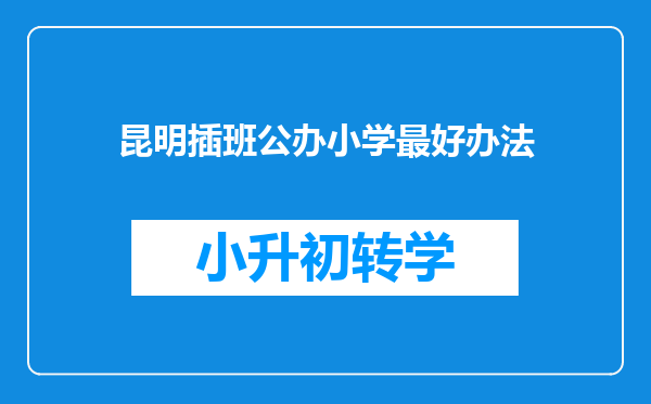 昆明插班公办小学最好办法