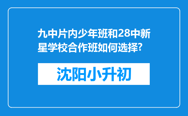 九中片内少年班和28中新星学校合作班如何选择?