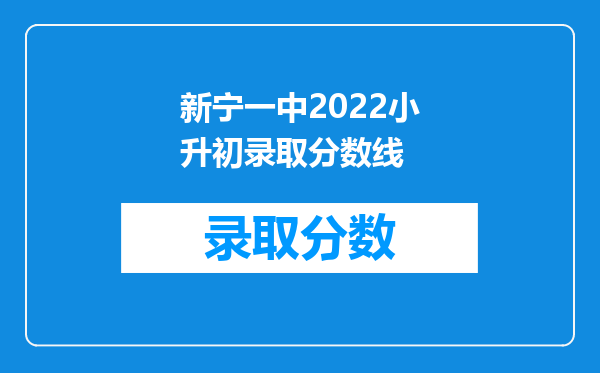 新宁一中2022小升初录取分数线