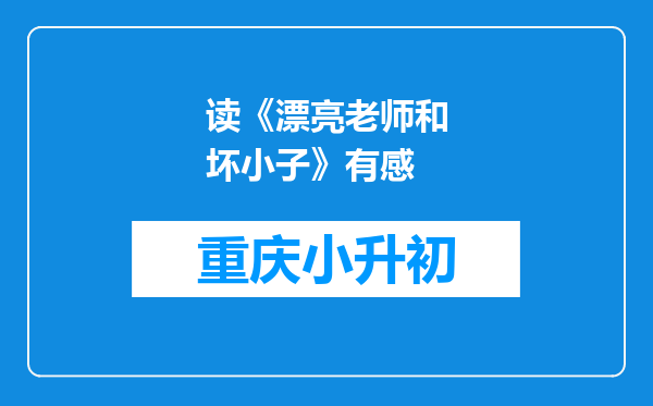 读《漂亮老师和坏小子》有感