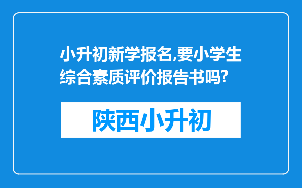 小升初新学报名,要小学生综合素质评价报告书吗?