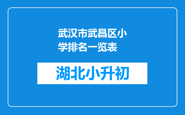 武汉市武昌区小学排名一览表