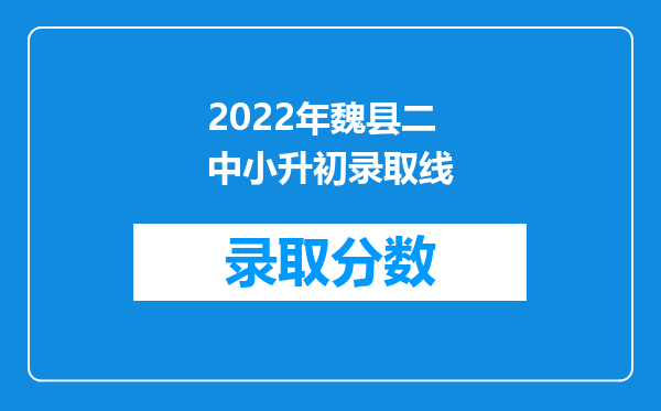 2022年魏县二中小升初录取线