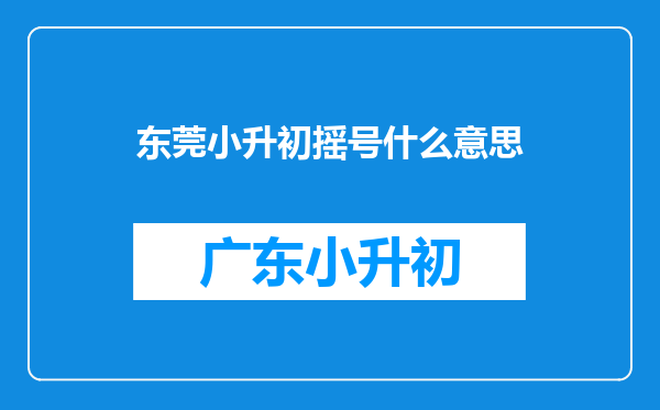 东莞小升初摇号什么意思