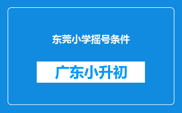 东莞小学摇号条件