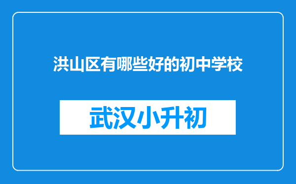 洪山区有哪些好的初中学校