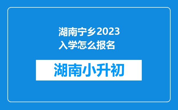 湖南宁乡2023入学怎么报名