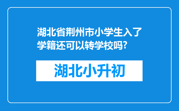 湖北省荆州市小学生入了学籍还可以转学校吗?