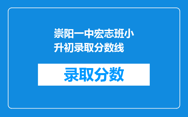 崇阳一中宏志班小升初录取分数线