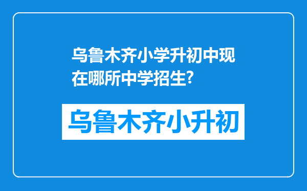 乌鲁木齐小学升初中现在哪所中学招生?