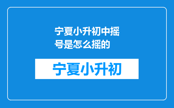 宁夏小升初中摇号是怎么摇的