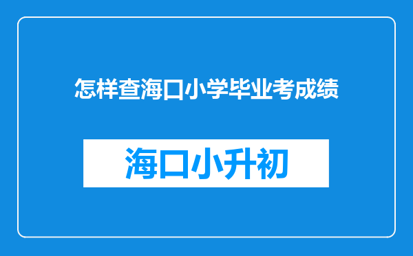 怎样查海口小学毕业考成绩