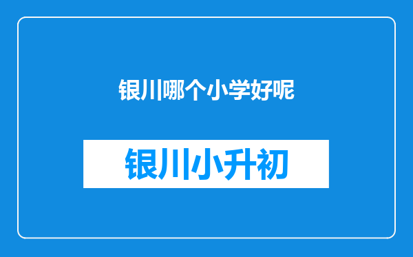 银川哪个小学好呢