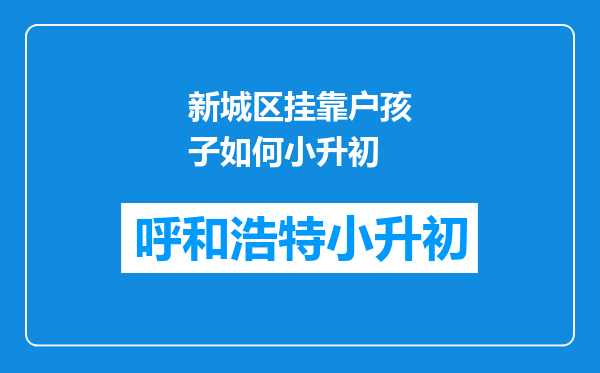 新城区挂靠户孩子如何小升初