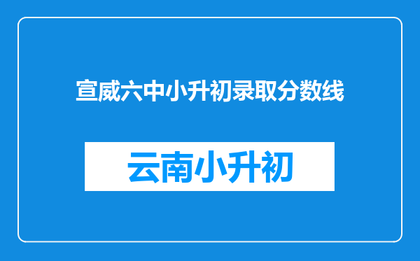 宣威六中小升初录取分数线