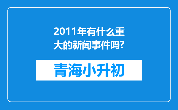 2011年有什么重大的新闻事件吗?