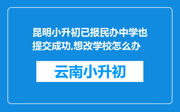 昆明小升初已报民办中学也提交成功,想改学校怎么办