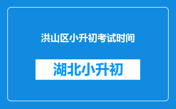 洪山区小升初考试时间