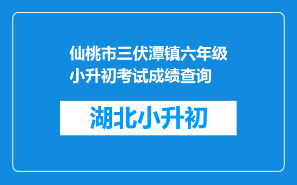 仙桃市三伏潭镇六年级小升初考试成绩查询