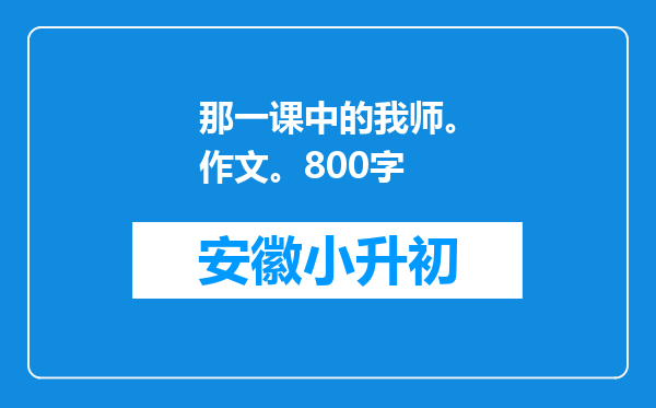 那一课中的我师。作文。800字