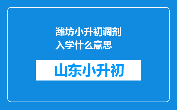 潍坊小升初调剂入学什么意思