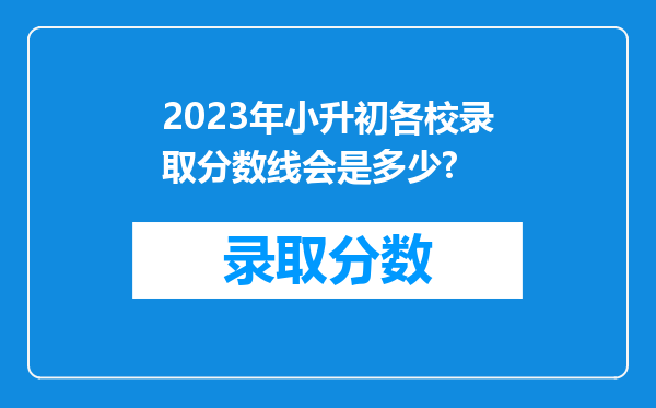 2023年小升初各校录取分数线会是多少?