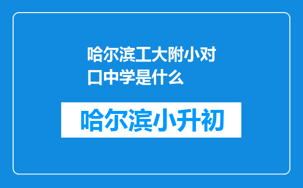 哈尔滨工大附小对口中学是什么