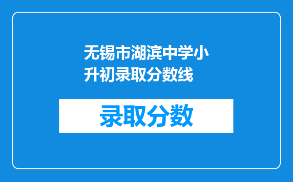 无锡市湖滨中学小升初录取分数线